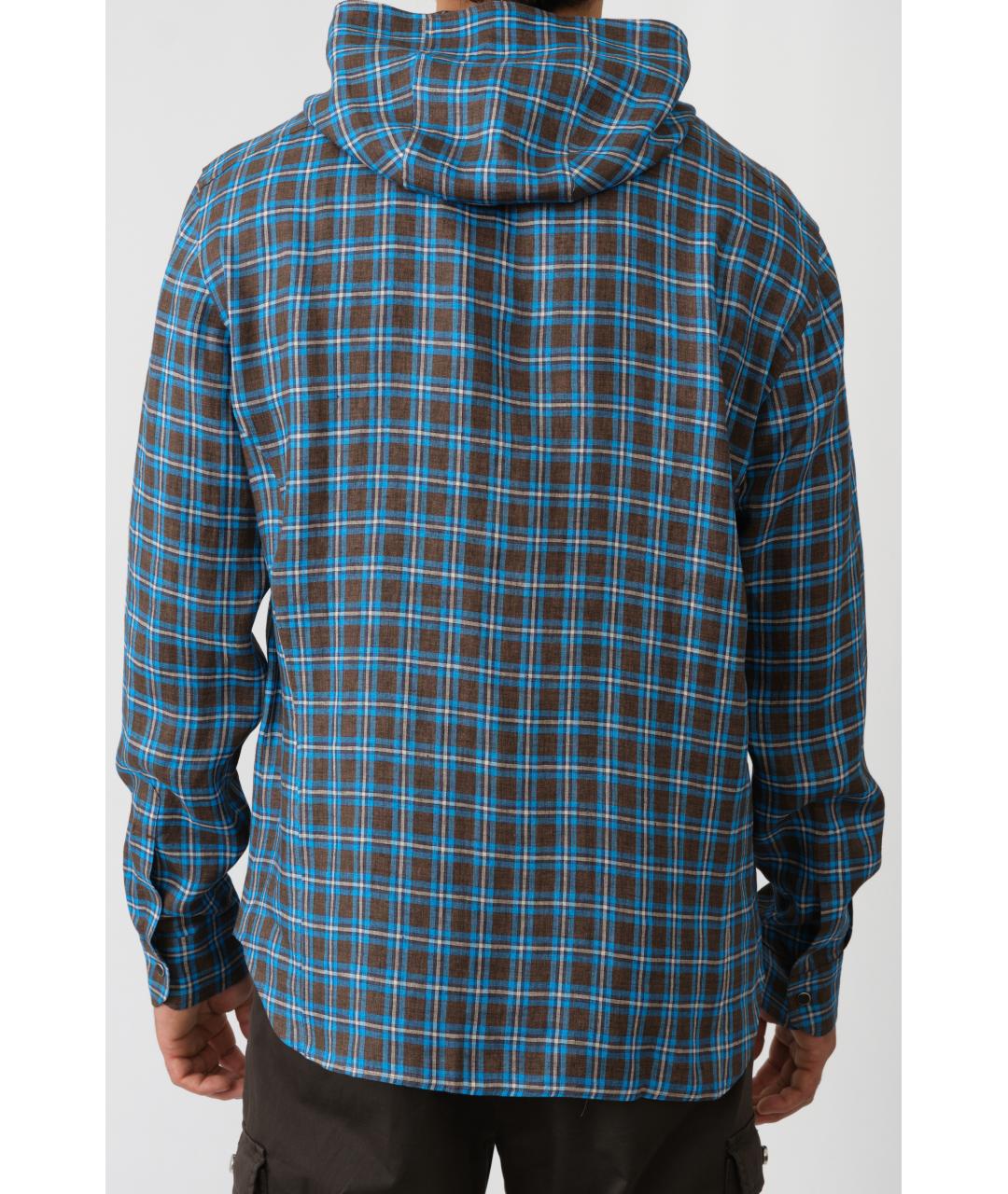 KITON Синяя льняная кэжуал рубашка, фото 4