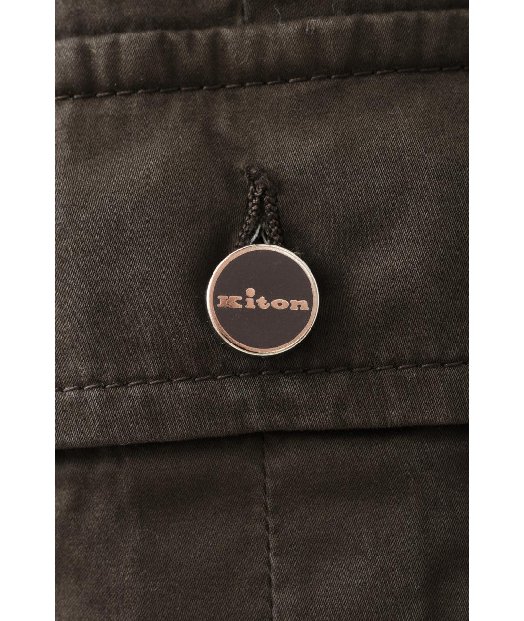 KITON Коричневые хлопковые повседневные брюки, фото 5
