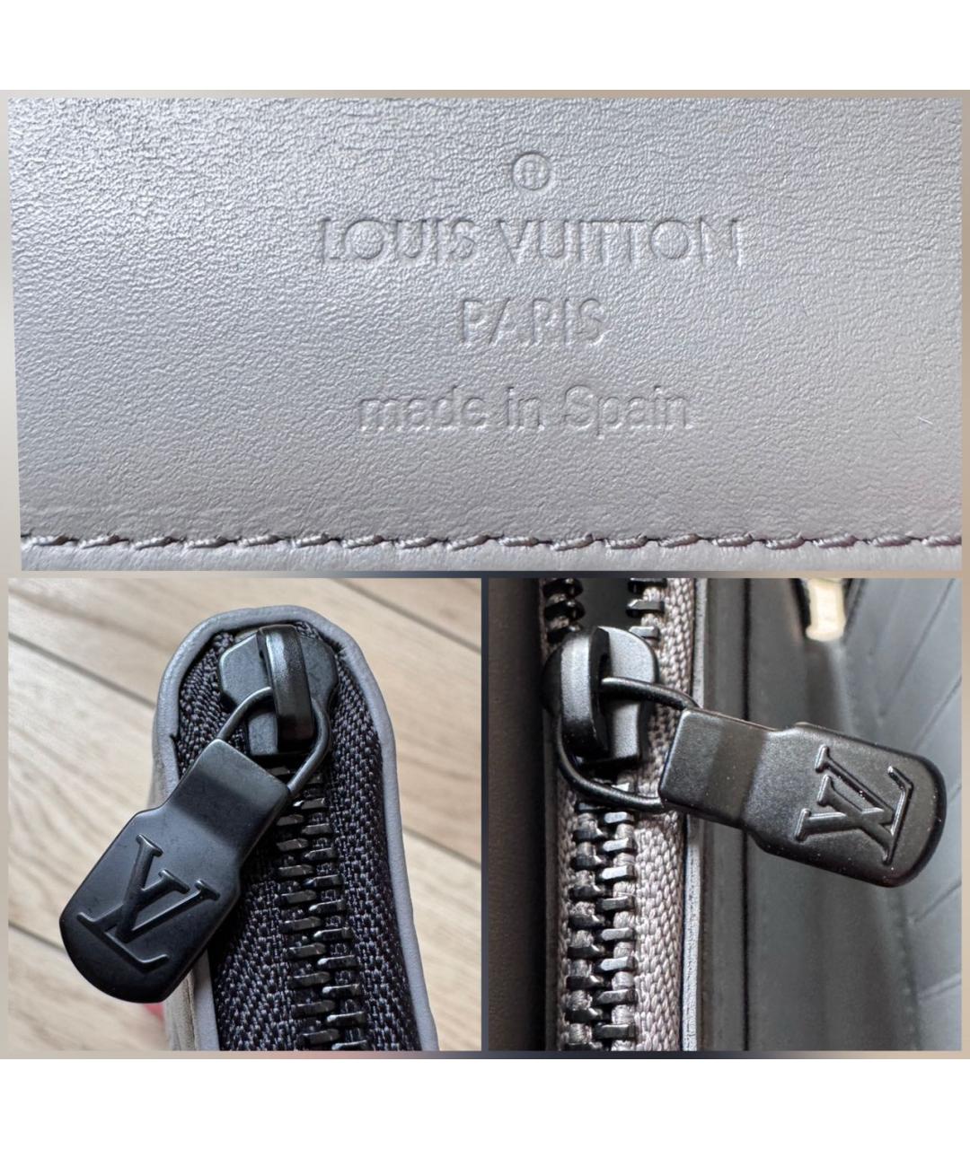 LOUIS VUITTON Серый кожаный кошелек, фото 8