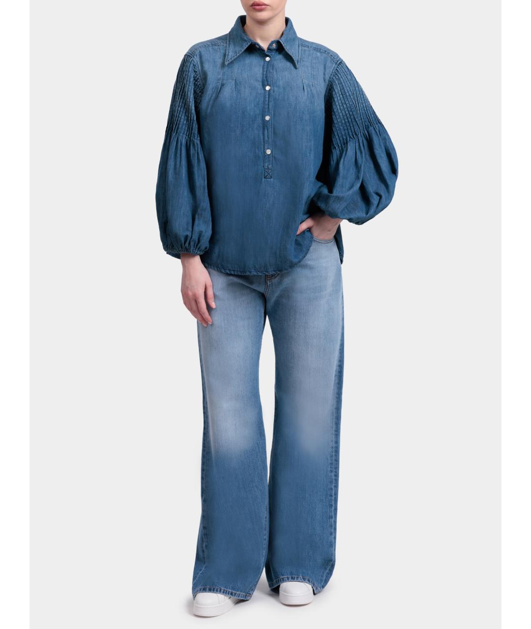 PINKO Голубые хлопковые прямые джинсы, фото 2