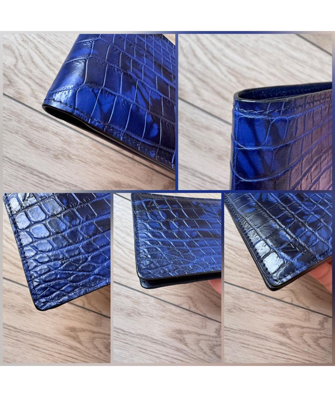 LOUIS VUITTON Темно-синий кошелек из экзотической кожи, фото 7