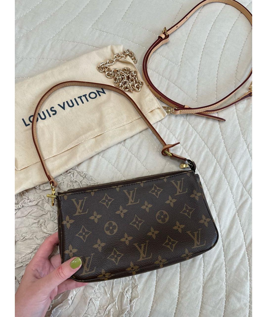 LOUIS VUITTON Коричневая кожаная сумка через плечо, фото 9