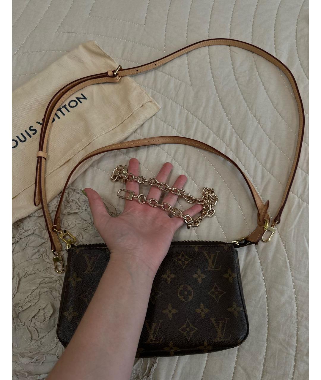 LOUIS VUITTON Коричневая кожаная сумка через плечо, фото 8