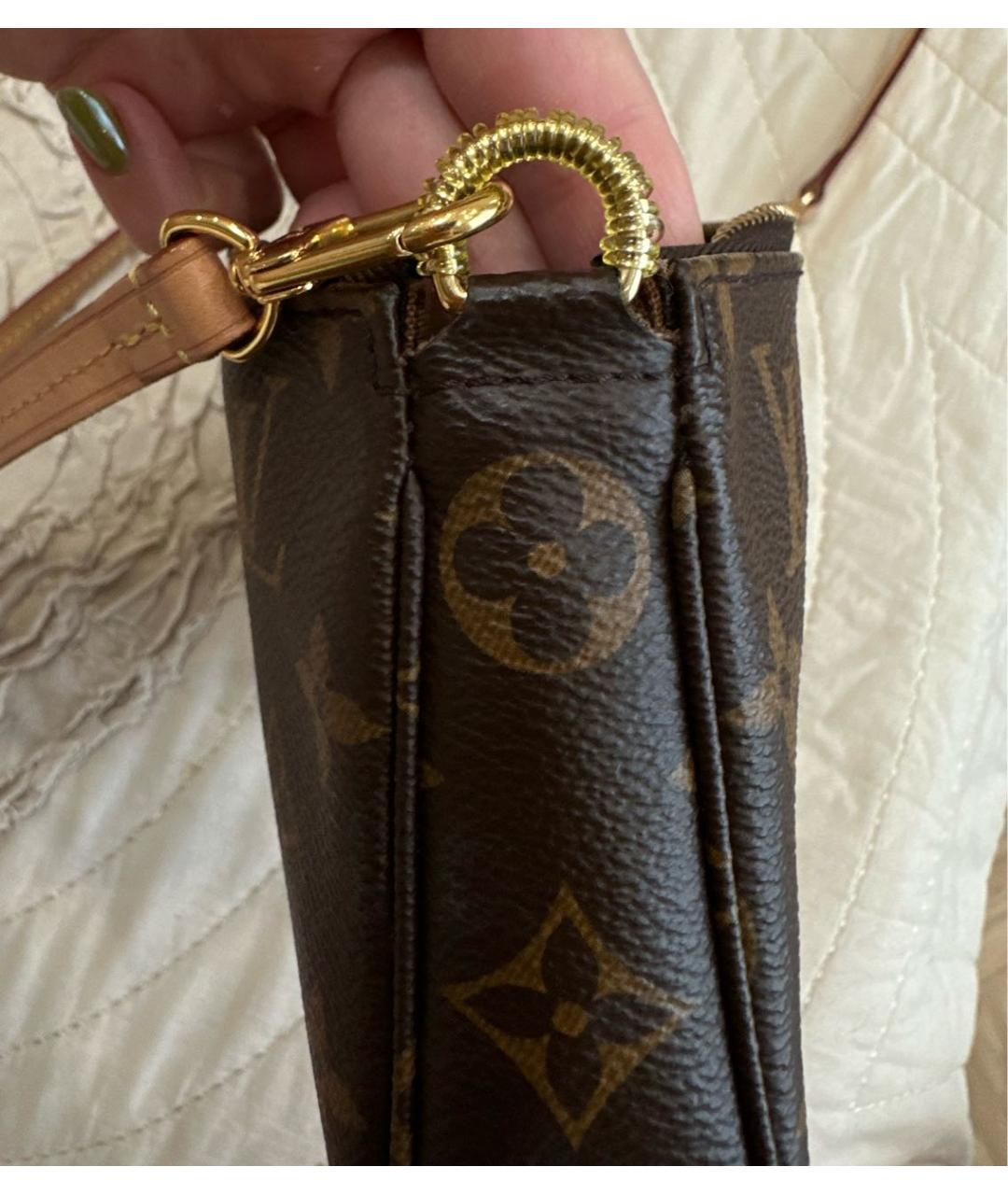 LOUIS VUITTON Коричневая кожаная сумка через плечо, фото 7
