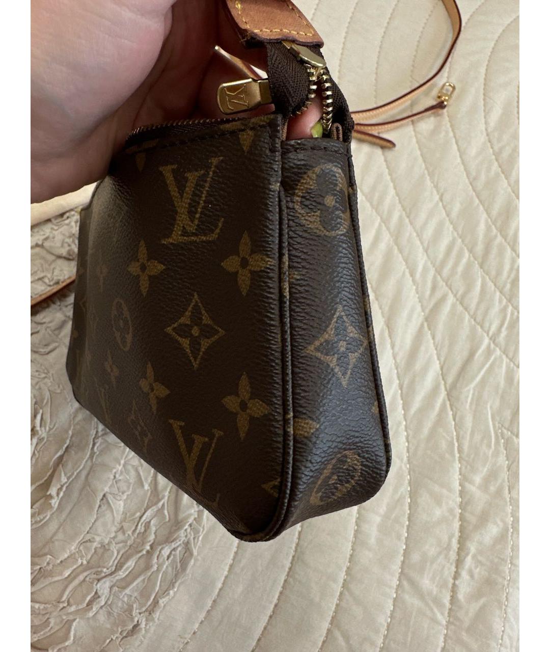 LOUIS VUITTON Коричневая кожаная сумка через плечо, фото 6