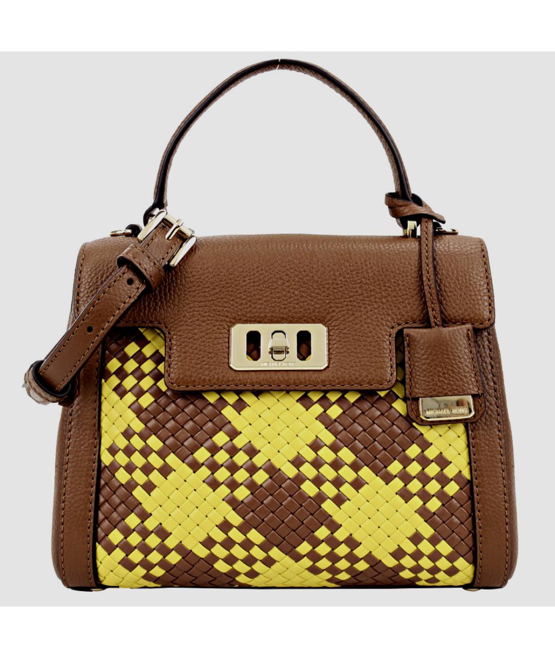 MICHAEL KORS Коричневая кожаная сумка с короткими ручками, фото 10