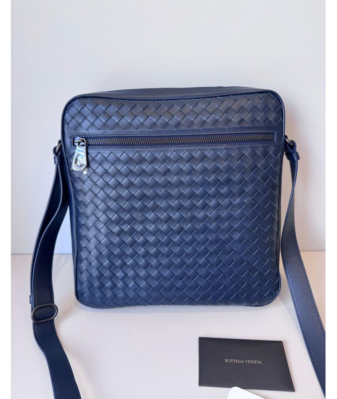 BOTTEGA VENETA Темно-синяя кожаная сумка на плечо, фото 9