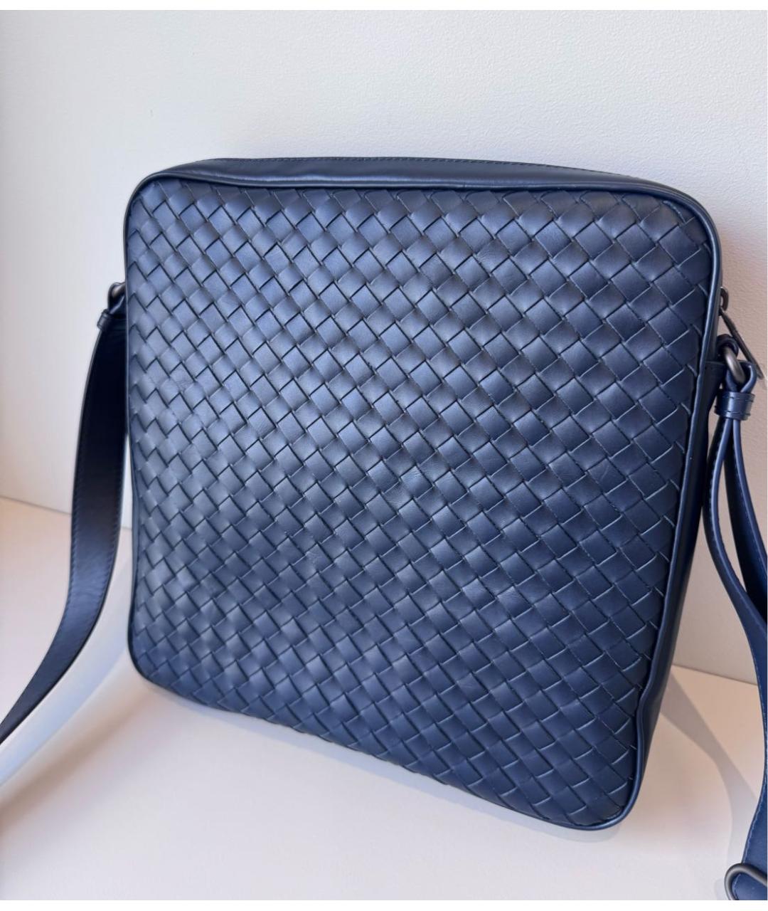 BOTTEGA VENETA Темно-синяя кожаная сумка на плечо, фото 4