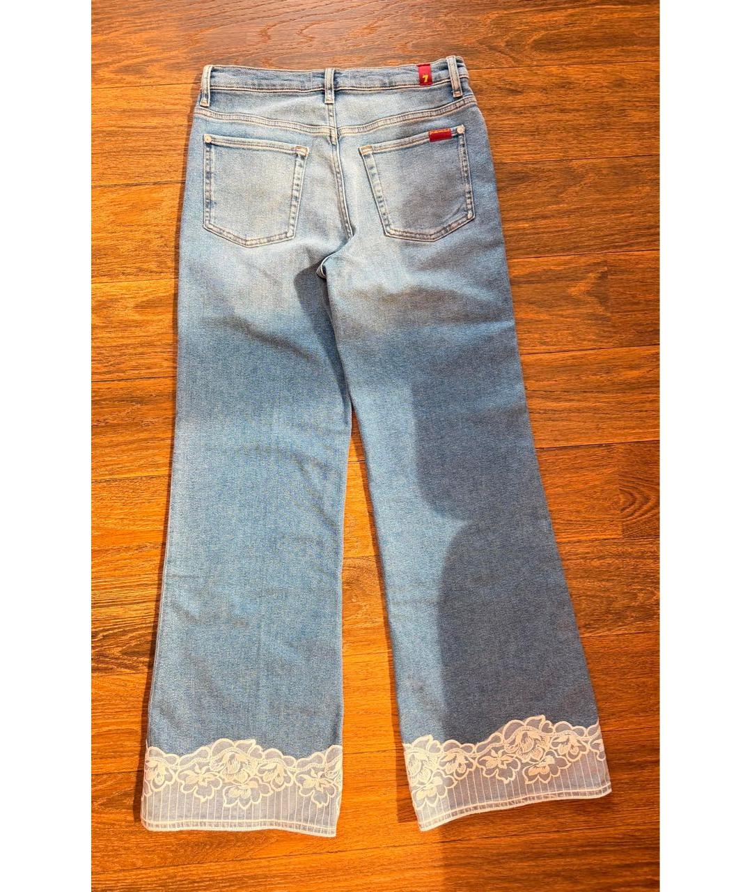 7 FOR ALL MANKIND Голубые хлопко-эластановые прямые джинсы, фото 2