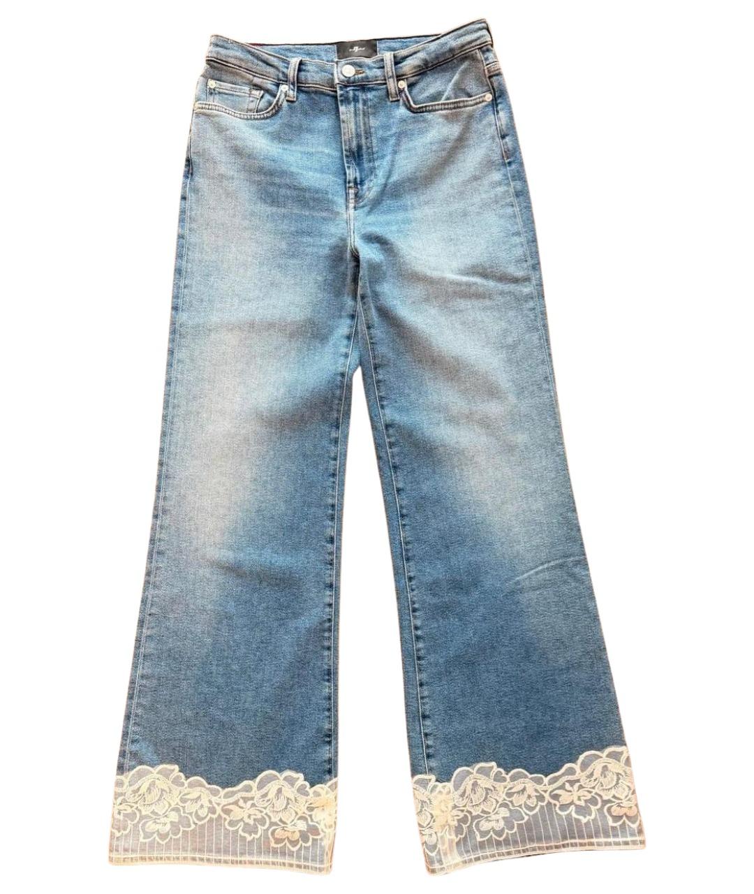 7 FOR ALL MANKIND Голубые хлопко-эластановые прямые джинсы, фото 1