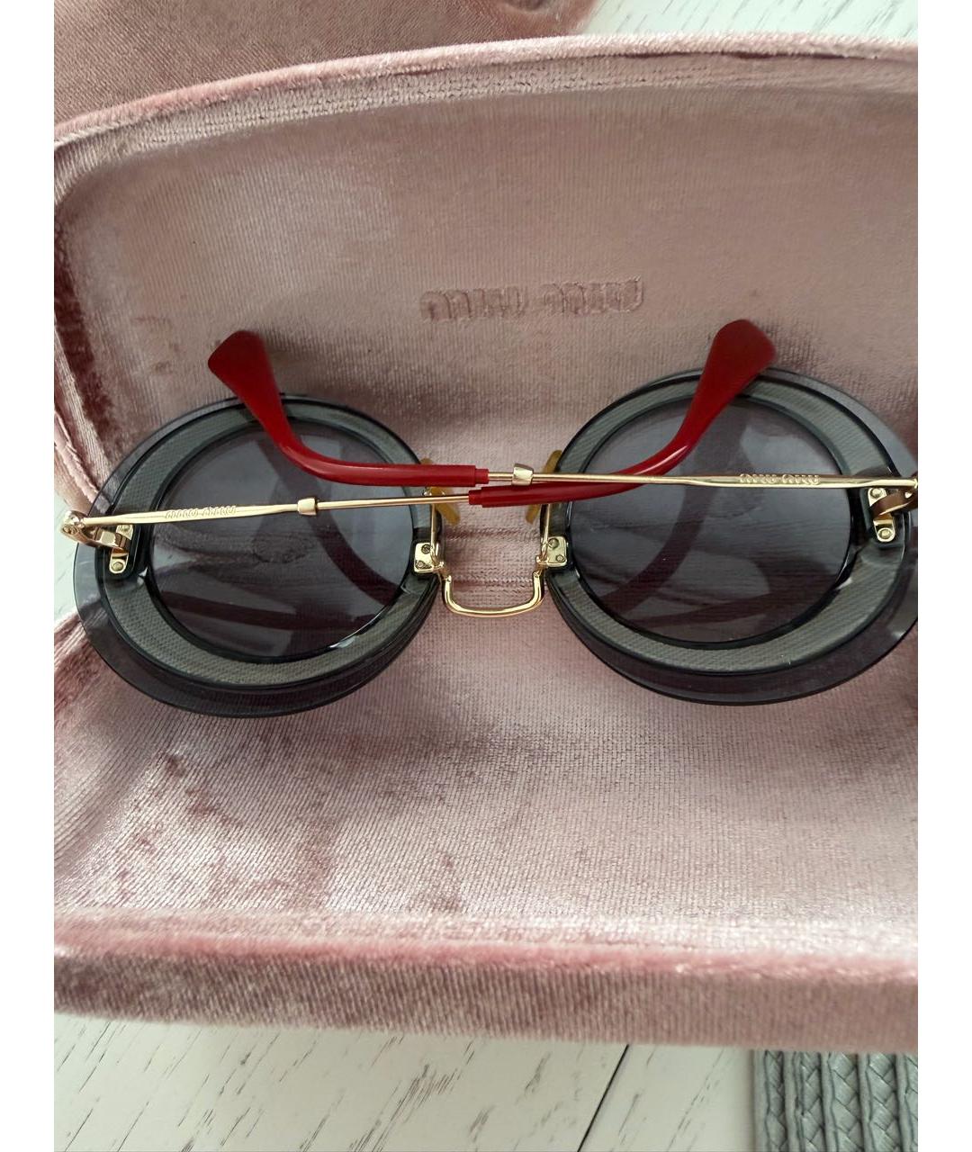 MIU MIU Серые металлические солнцезащитные очки, фото 3