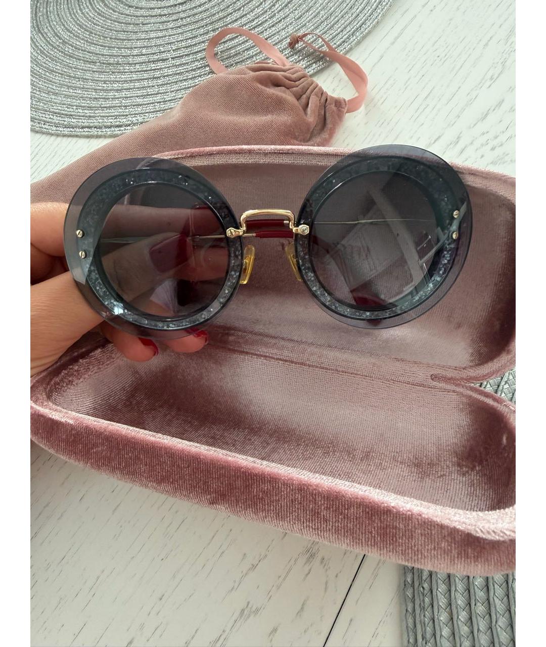 MIU MIU Серые металлические солнцезащитные очки, фото 7