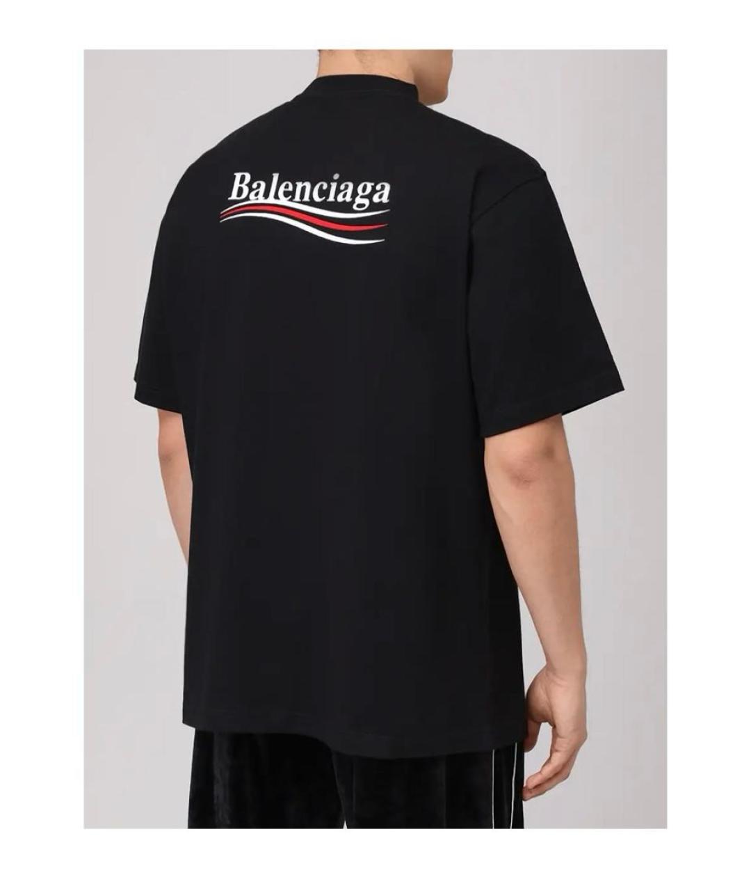 BALENCIAGA Черная хлопковая футболка, фото 6