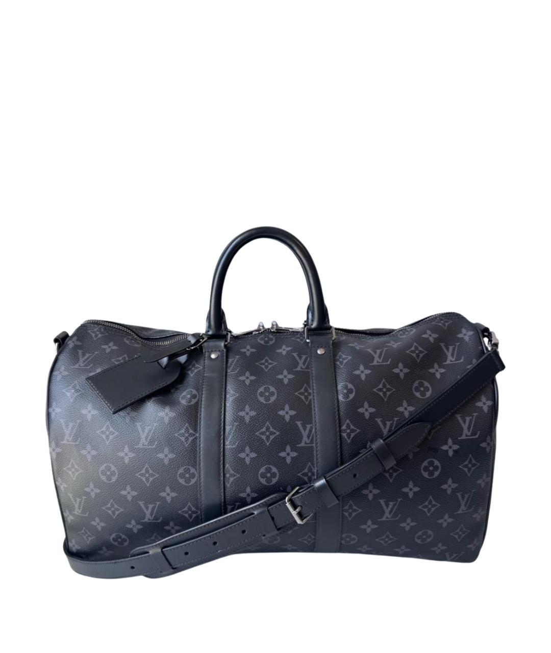 LOUIS VUITTON Черная кожаная дорожная/спортивная сумка, фото 1