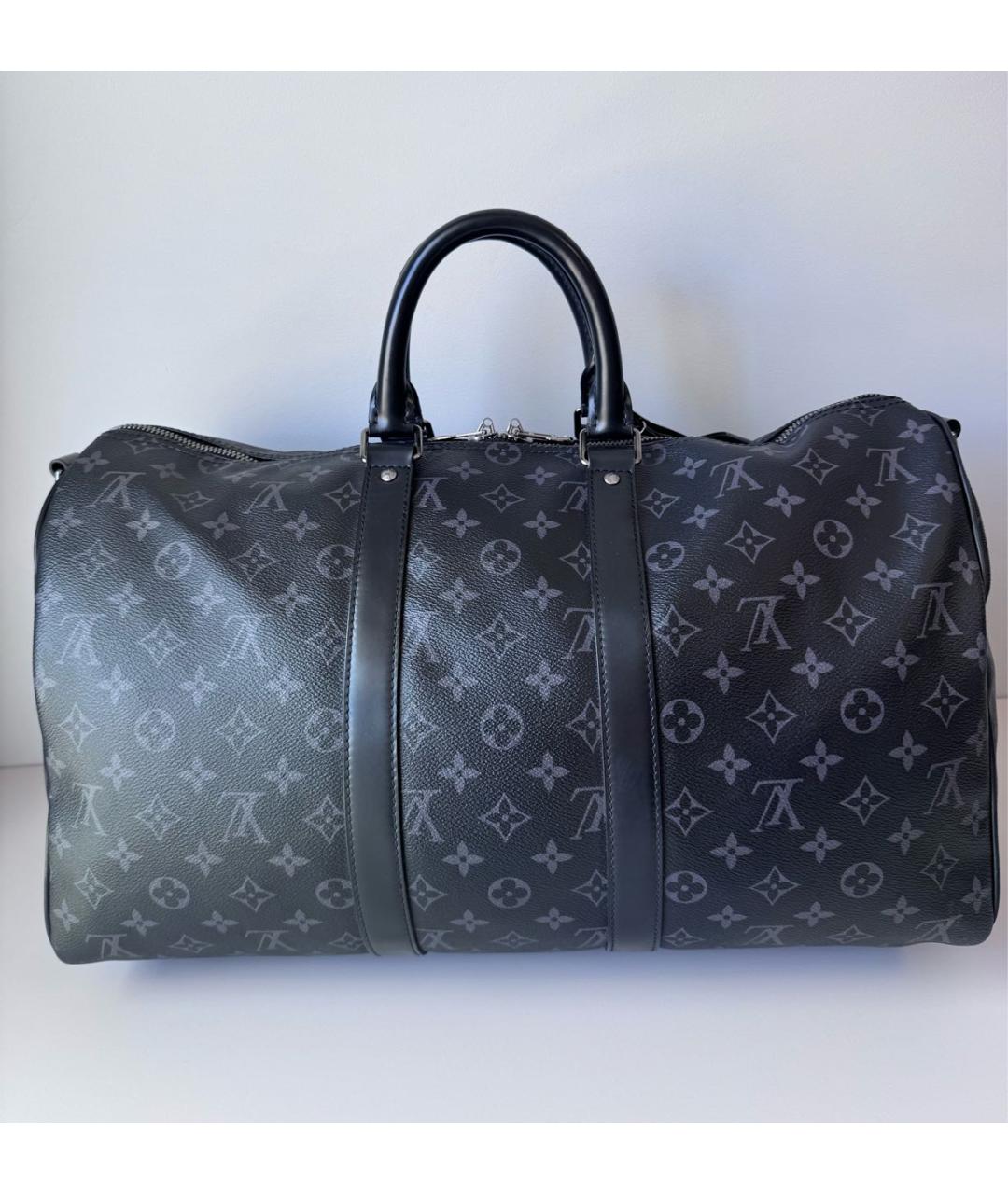 LOUIS VUITTON Черная кожаная дорожная/спортивная сумка, фото 4