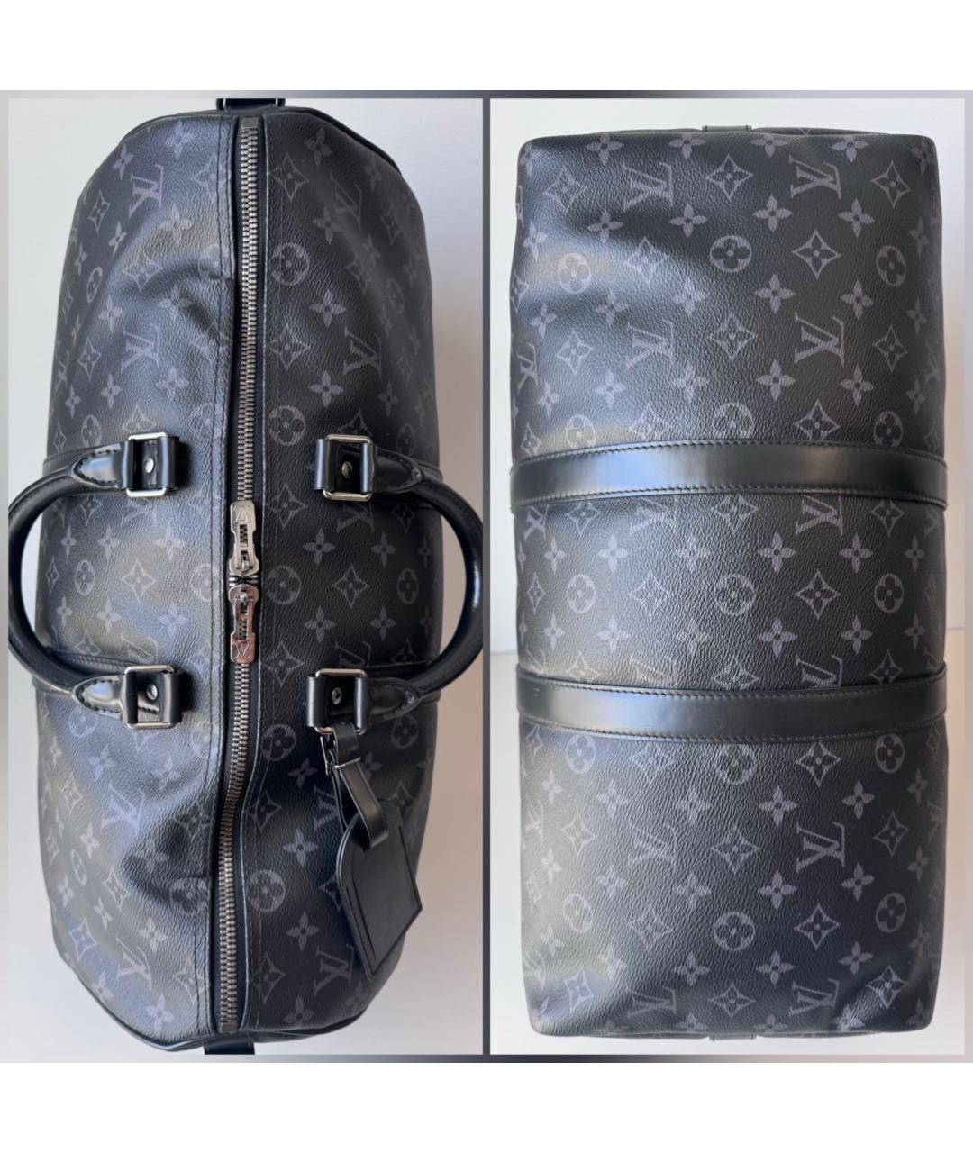 LOUIS VUITTON Черная кожаная дорожная/спортивная сумка, фото 7