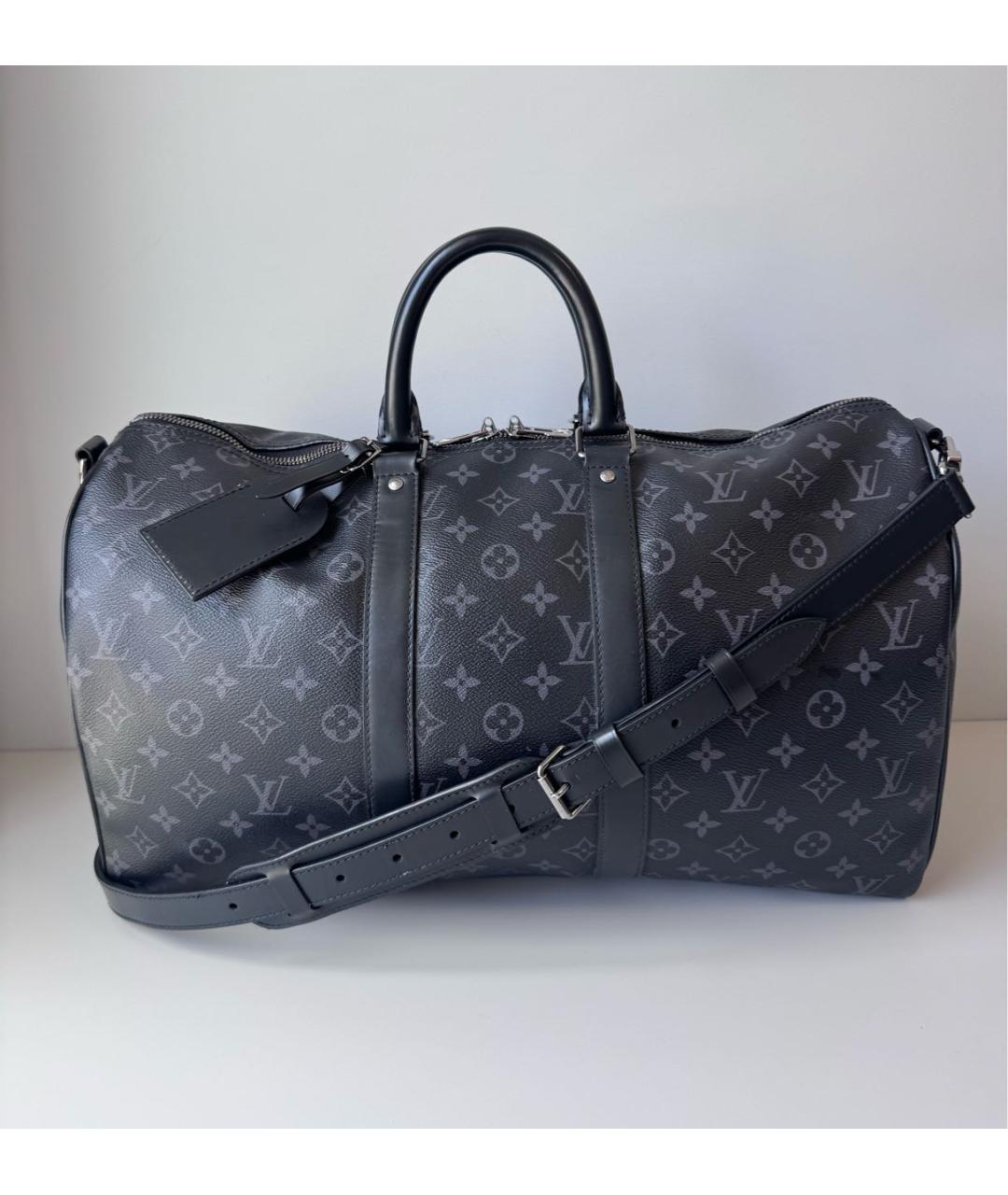 LOUIS VUITTON Черная кожаная дорожная/спортивная сумка, фото 9