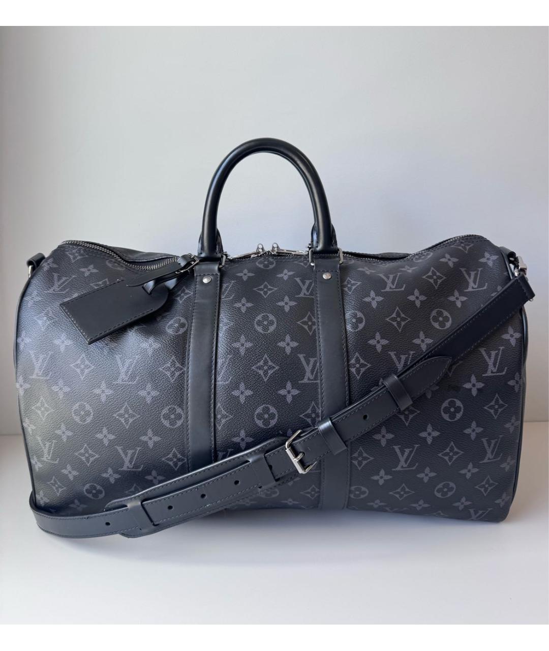 LOUIS VUITTON Черная кожаная дорожная/спортивная сумка, фото 2