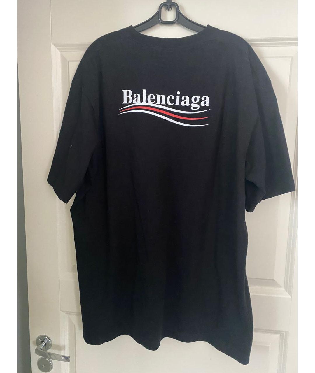 BALENCIAGA Черная хлопковая футболка, фото 3