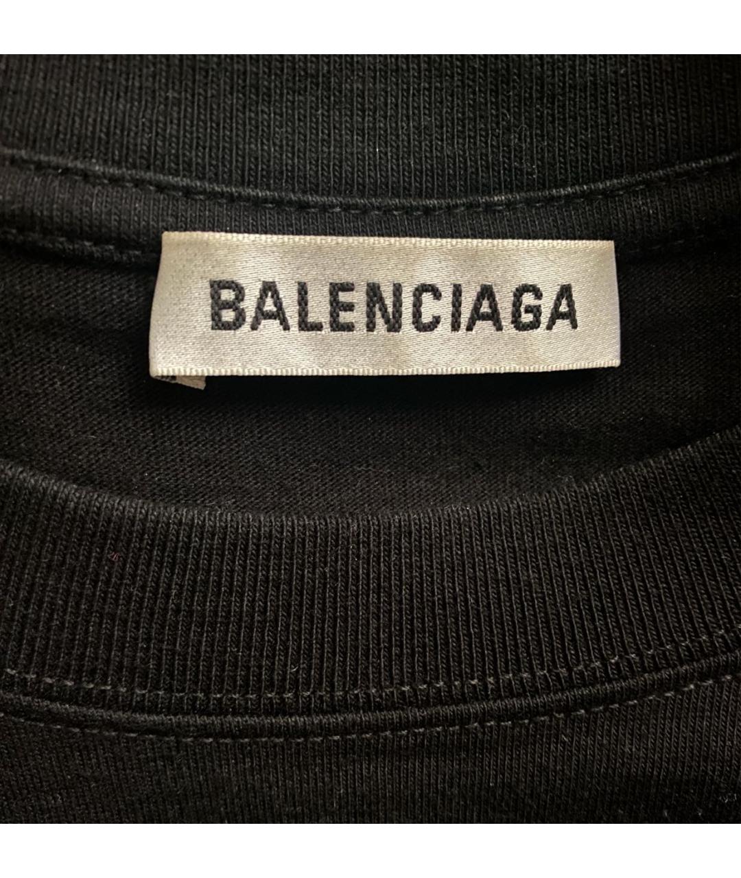 BALENCIAGA Черная хлопковая футболка, фото 5
