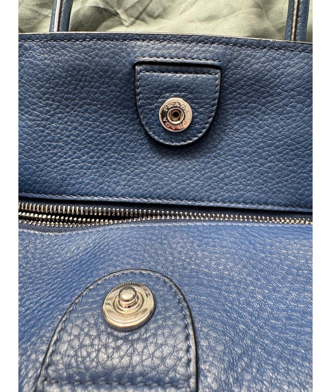 PRADA Голубая кожаная сумка тоут, фото 4