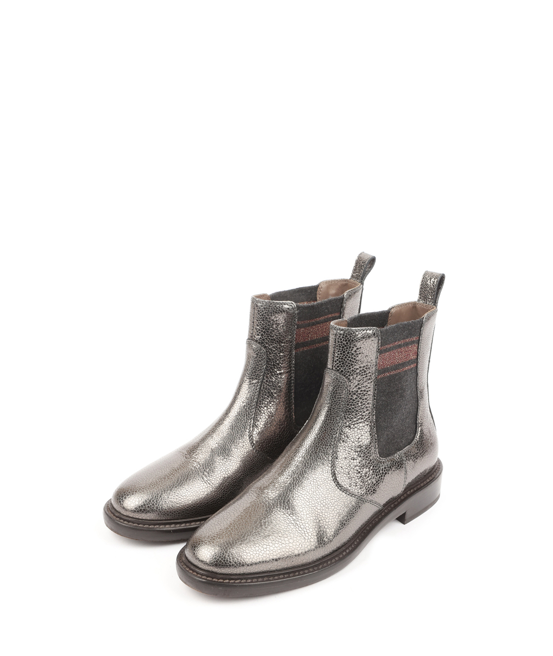 BRUNELLO CUCINELLI Серебряные кожаные ботинки, фото 4