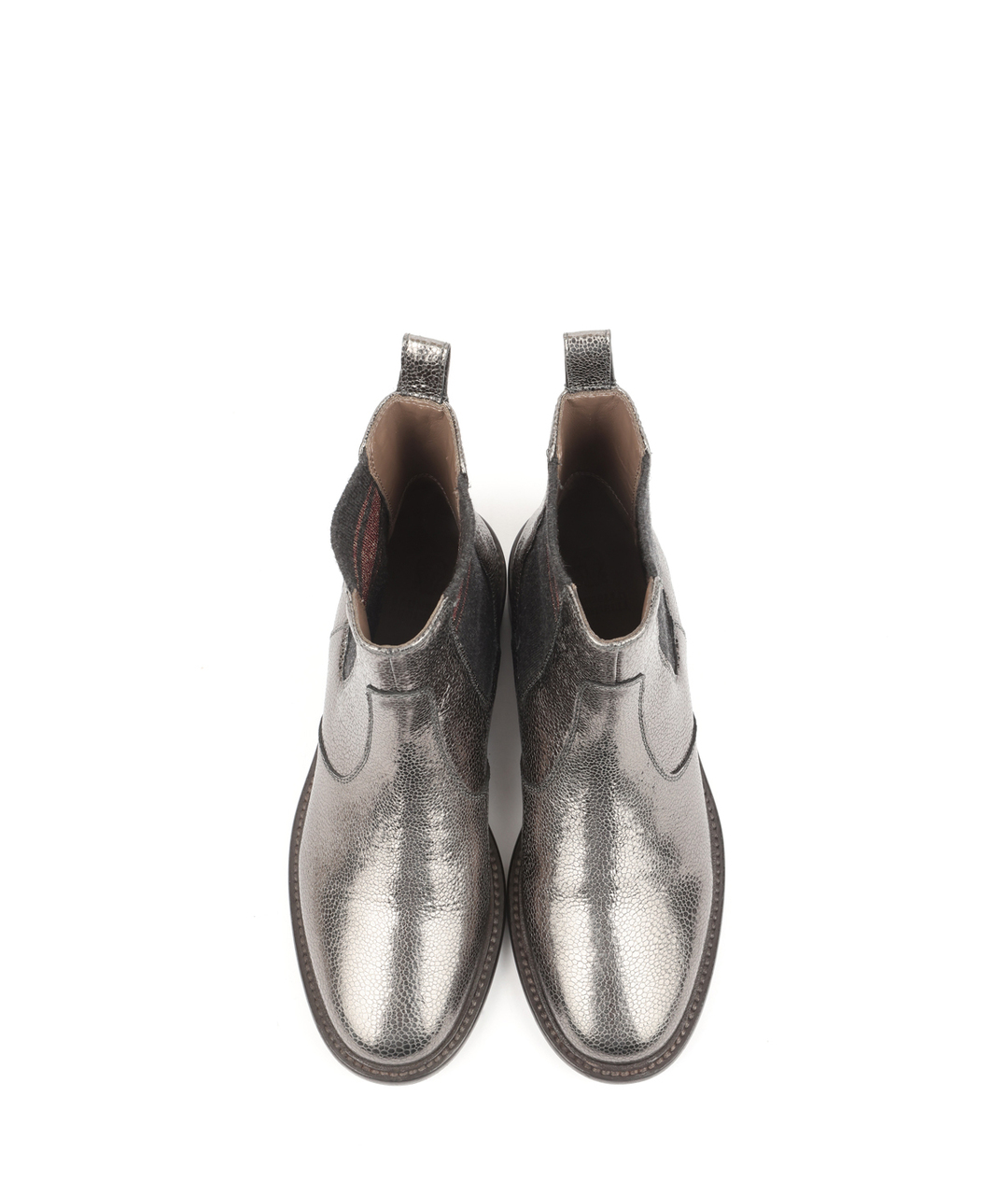 BRUNELLO CUCINELLI Серебряные кожаные ботинки, фото 2