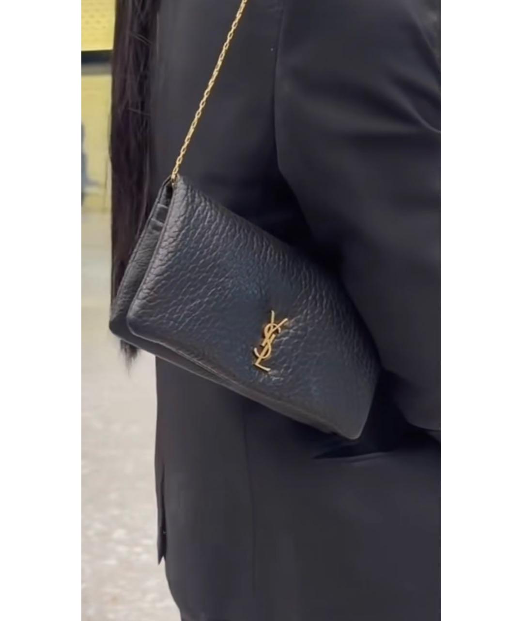 SAINT LAURENT Черная кожаная сумка через плечо, фото 8