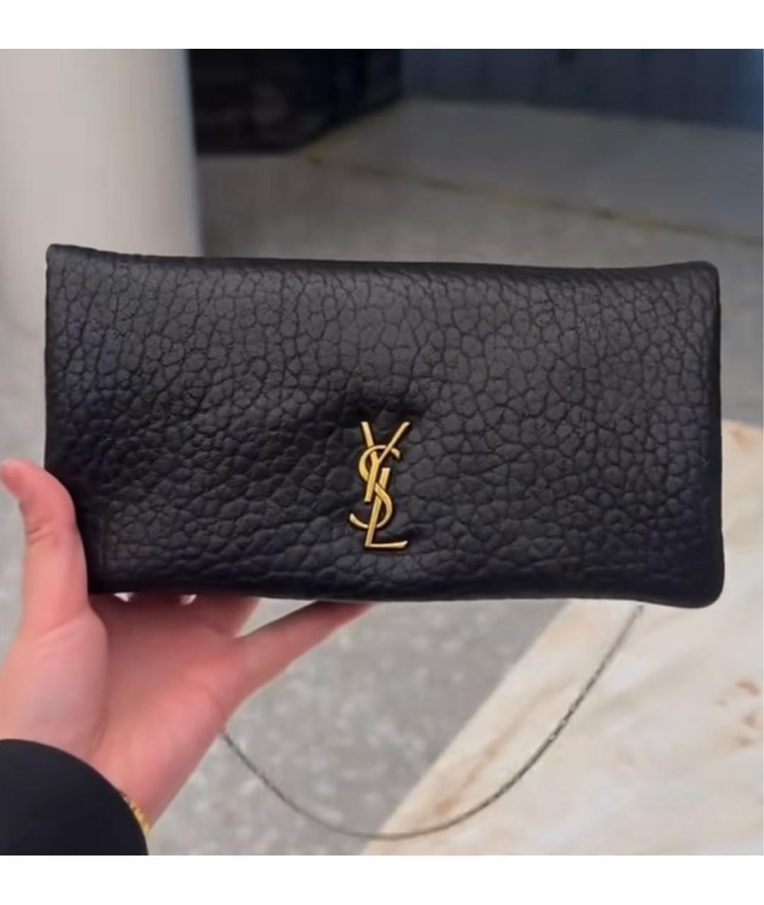 SAINT LAURENT Черная кожаная сумка через плечо, фото 5