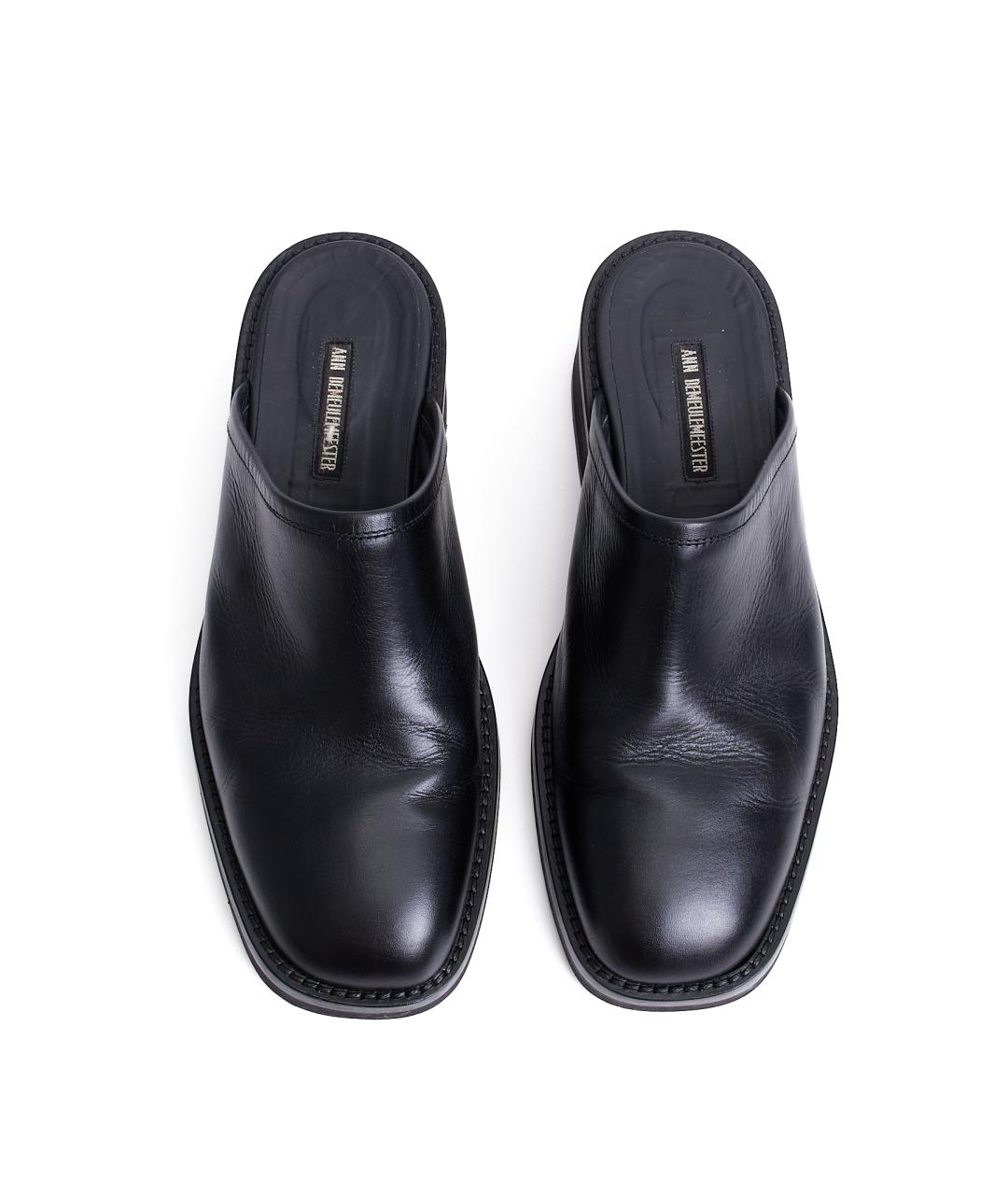 ANN DEMEULEMEESTER Черные кожаные шлепанцы, фото 3