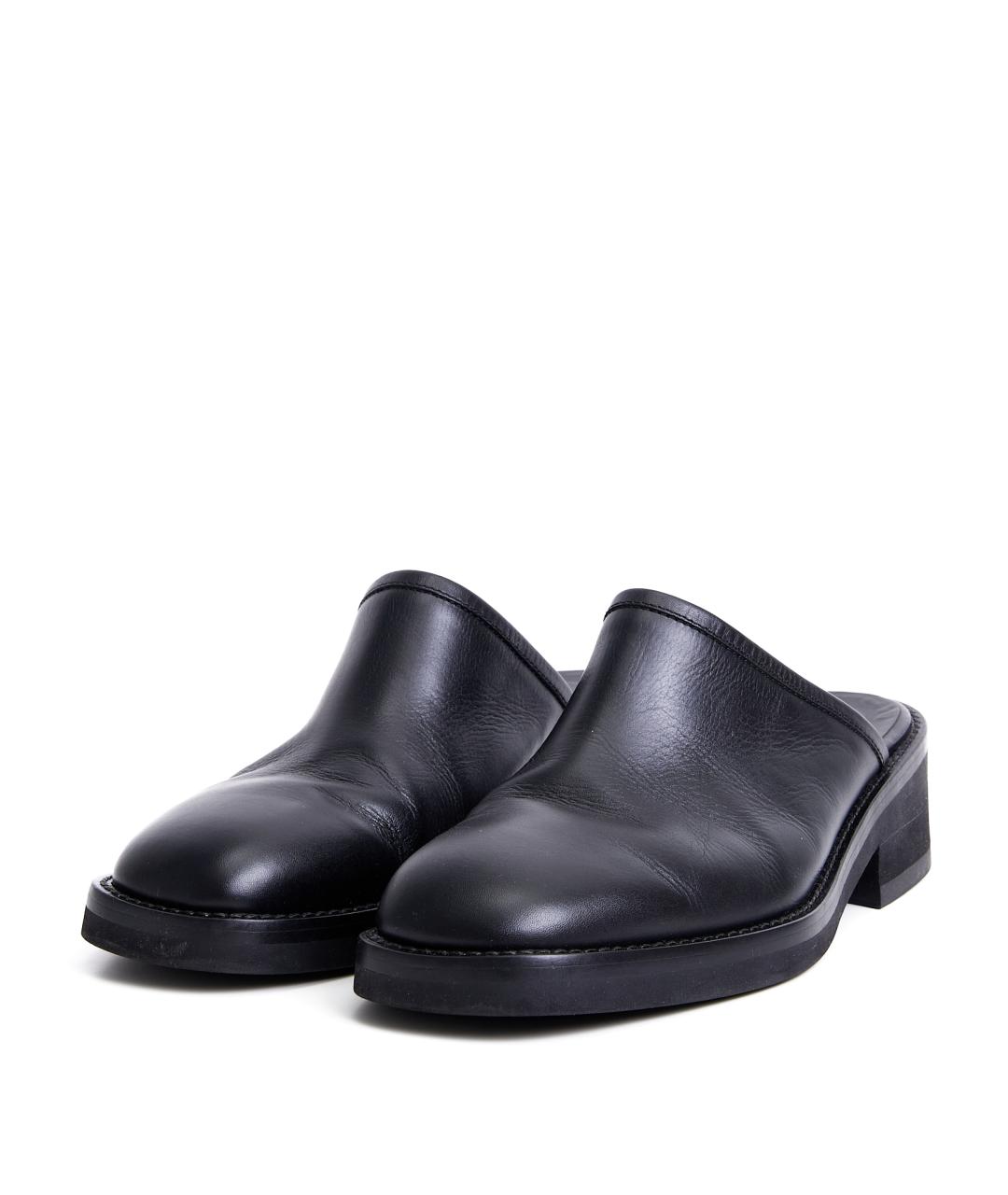 ANN DEMEULEMEESTER Черные кожаные шлепанцы, фото 2