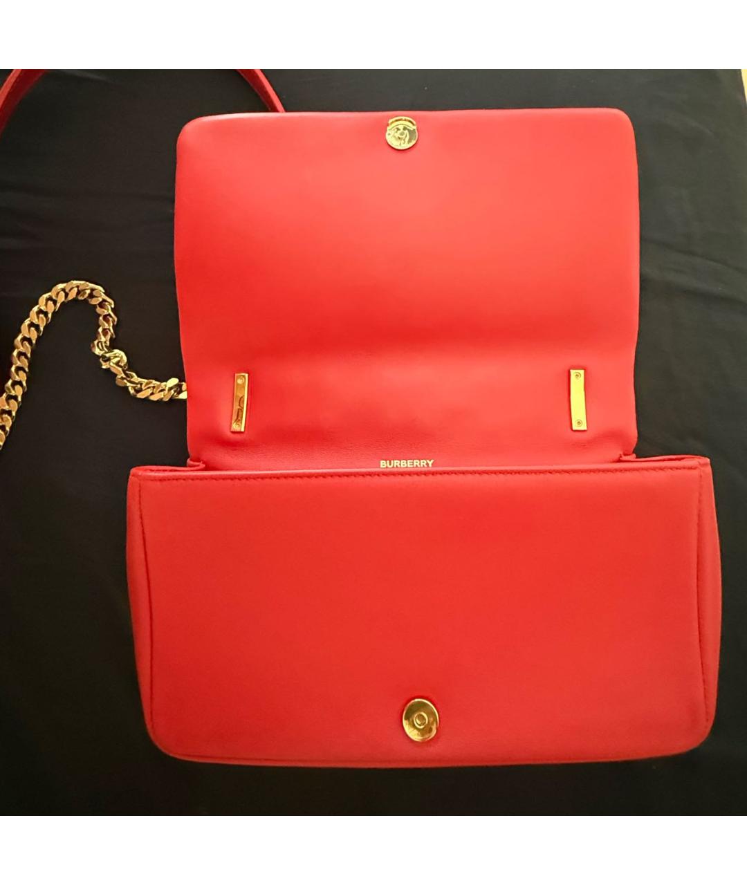 BURBERRY Красная кожаная сумка через плечо, фото 4