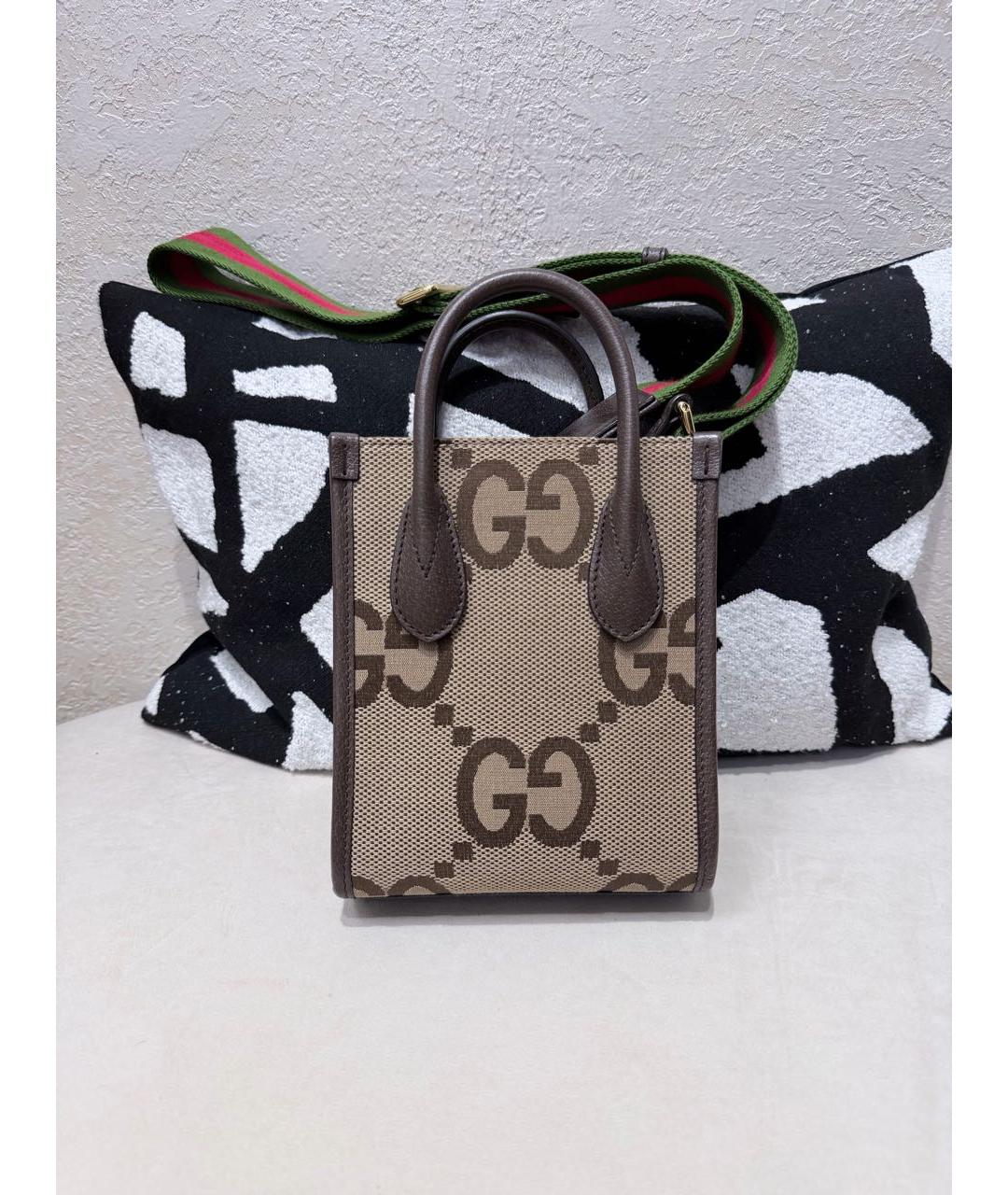 GUCCI Коричневая тканевая сумка через плечо, фото 2