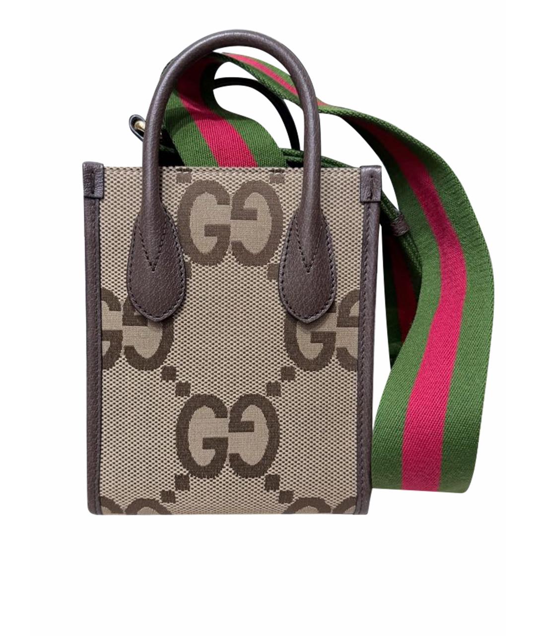 GUCCI Коричневая тканевая сумка через плечо, фото 7