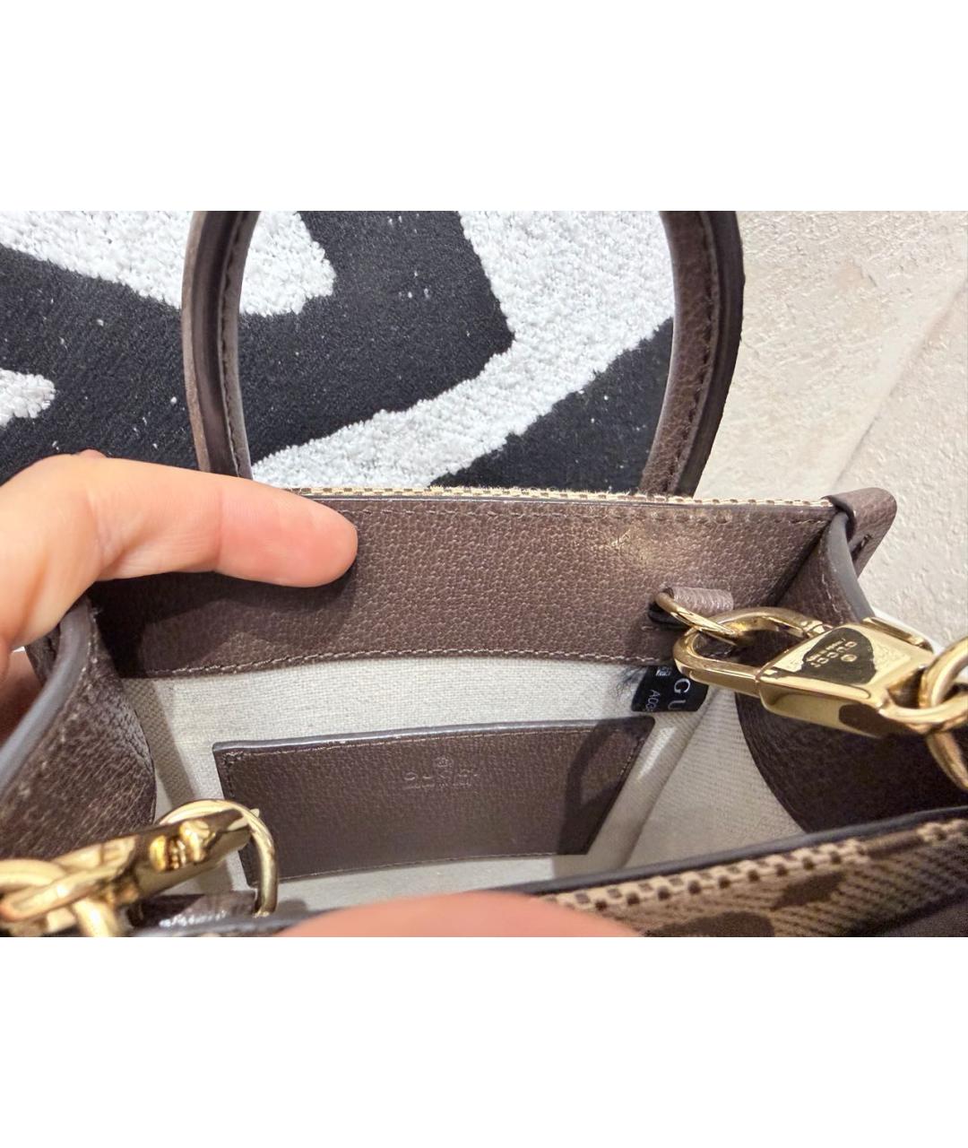 GUCCI Коричневая тканевая сумка через плечо, фото 5