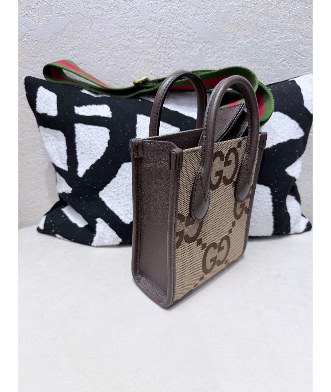 GUCCI Коричневая тканевая сумка через плечо, фото 3