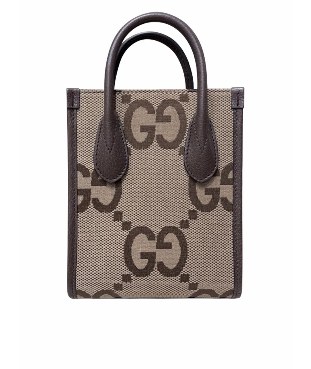 GUCCI Коричневая тканевая сумка через плечо, фото 1
