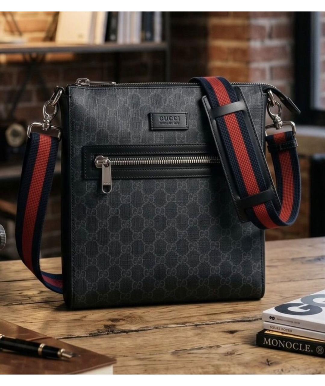 GUCCI Черная кожаная сумка на плечо, фото 6
