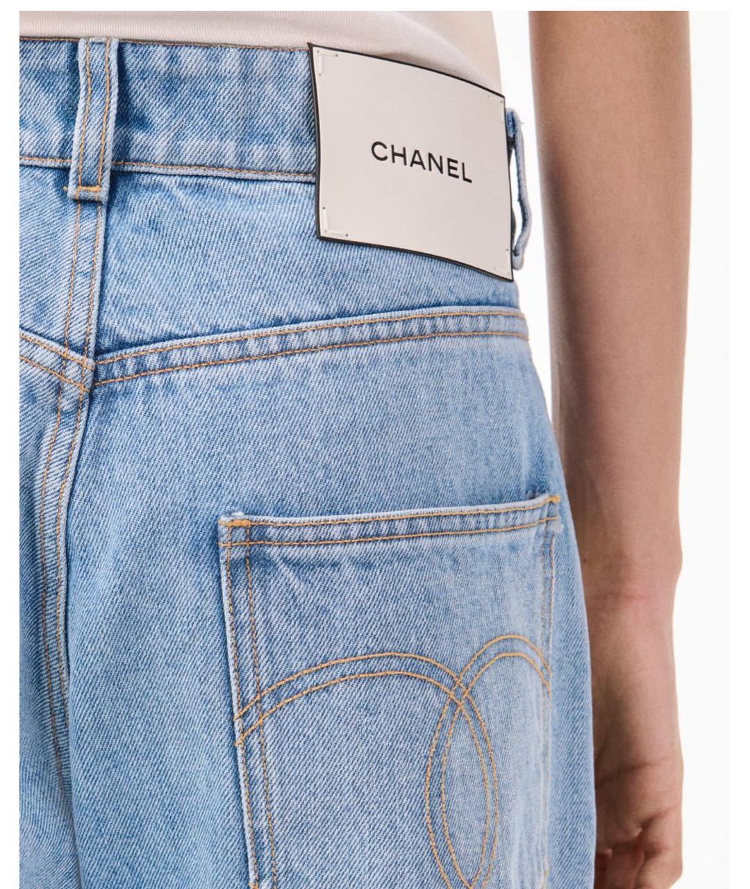 CHANEL Голубые хлопковые прямые джинсы, фото 5