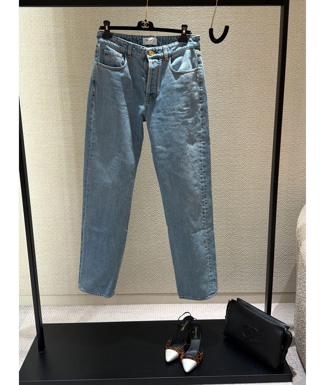 CHANEL Голубые хлопковые прямые джинсы, фото 6