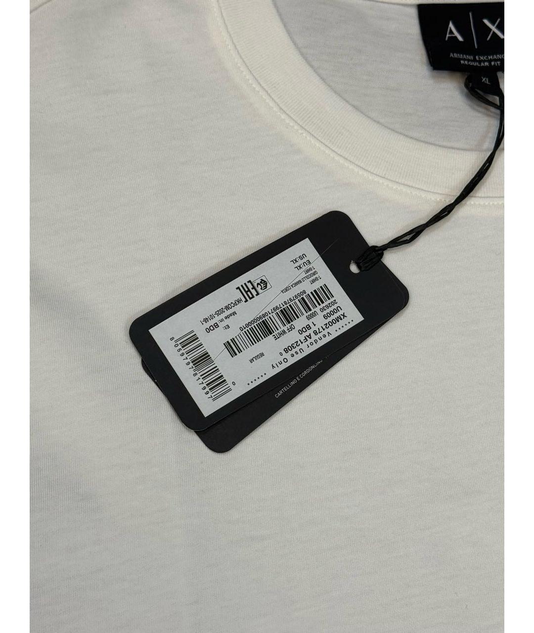 ARMANI EXCHANGE Белая хлопковая футболка, фото 3