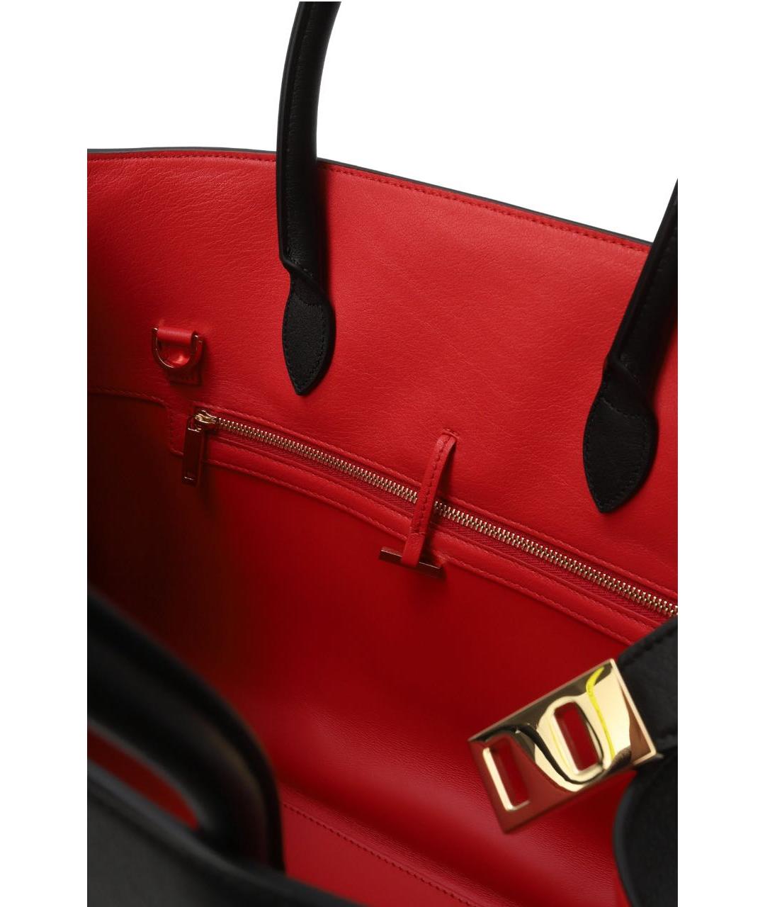 FERRAGAMO Черная кожаная сумка тоут, фото 3
