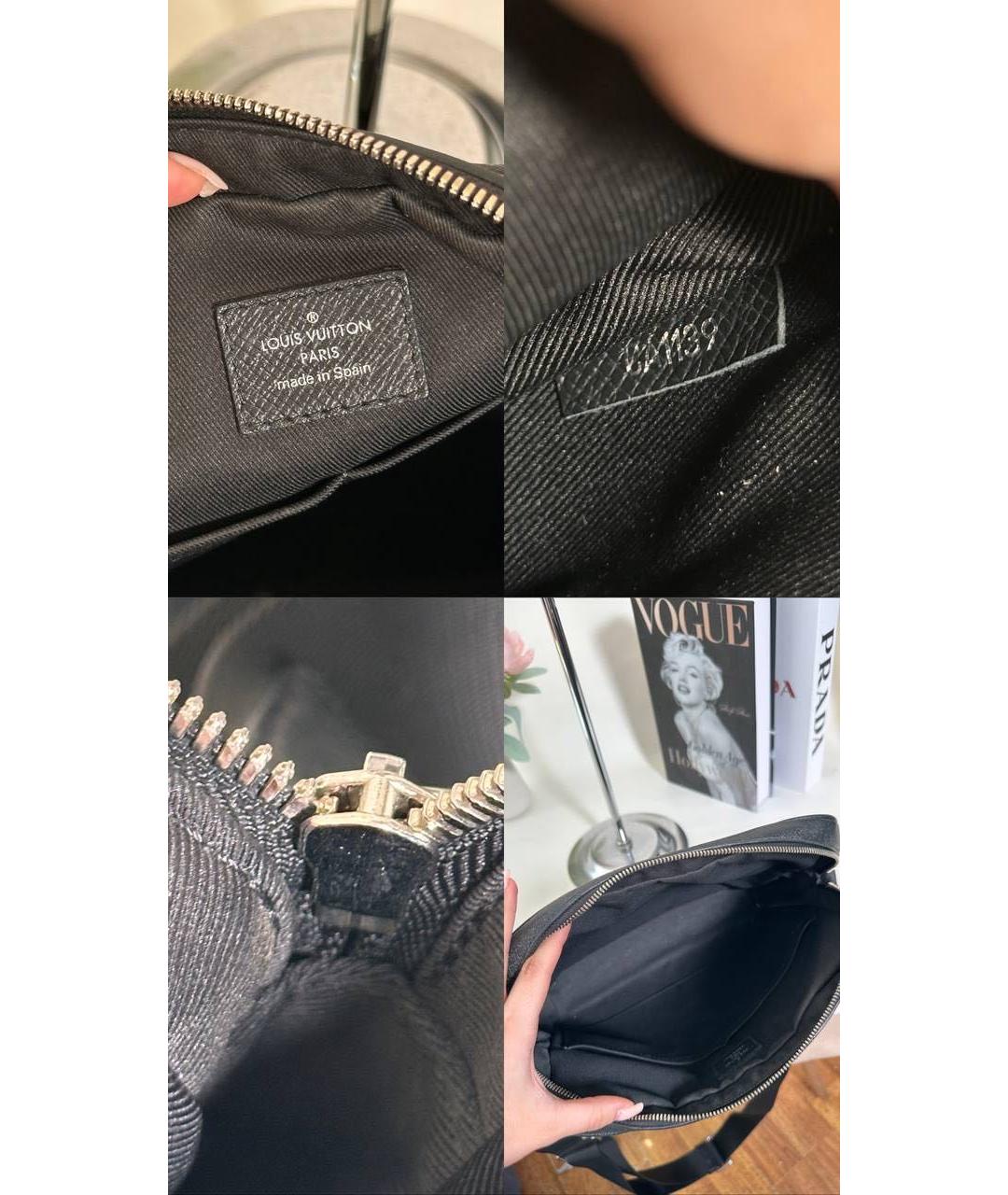 LOUIS VUITTON Черная кожаная сумка на плечо, фото 4