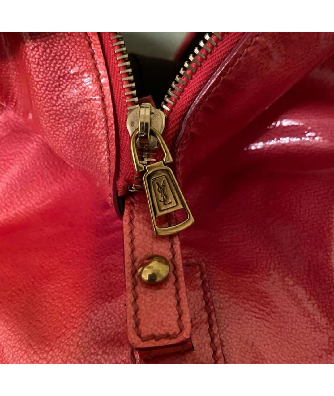 SAINT LAURENT Розовая сумка тоут из лакированной кожи, фото 6