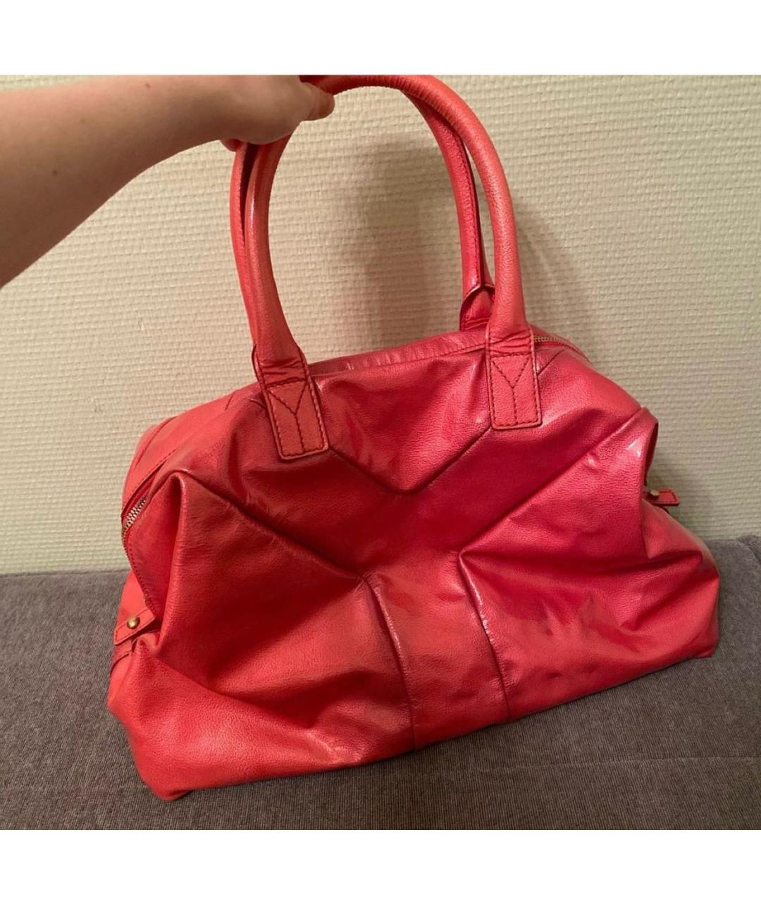 SAINT LAURENT Розовая сумка тоут из лакированной кожи, фото 3