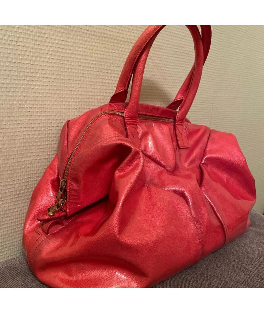 SAINT LAURENT Розовая сумка тоут из лакированной кожи, фото 2