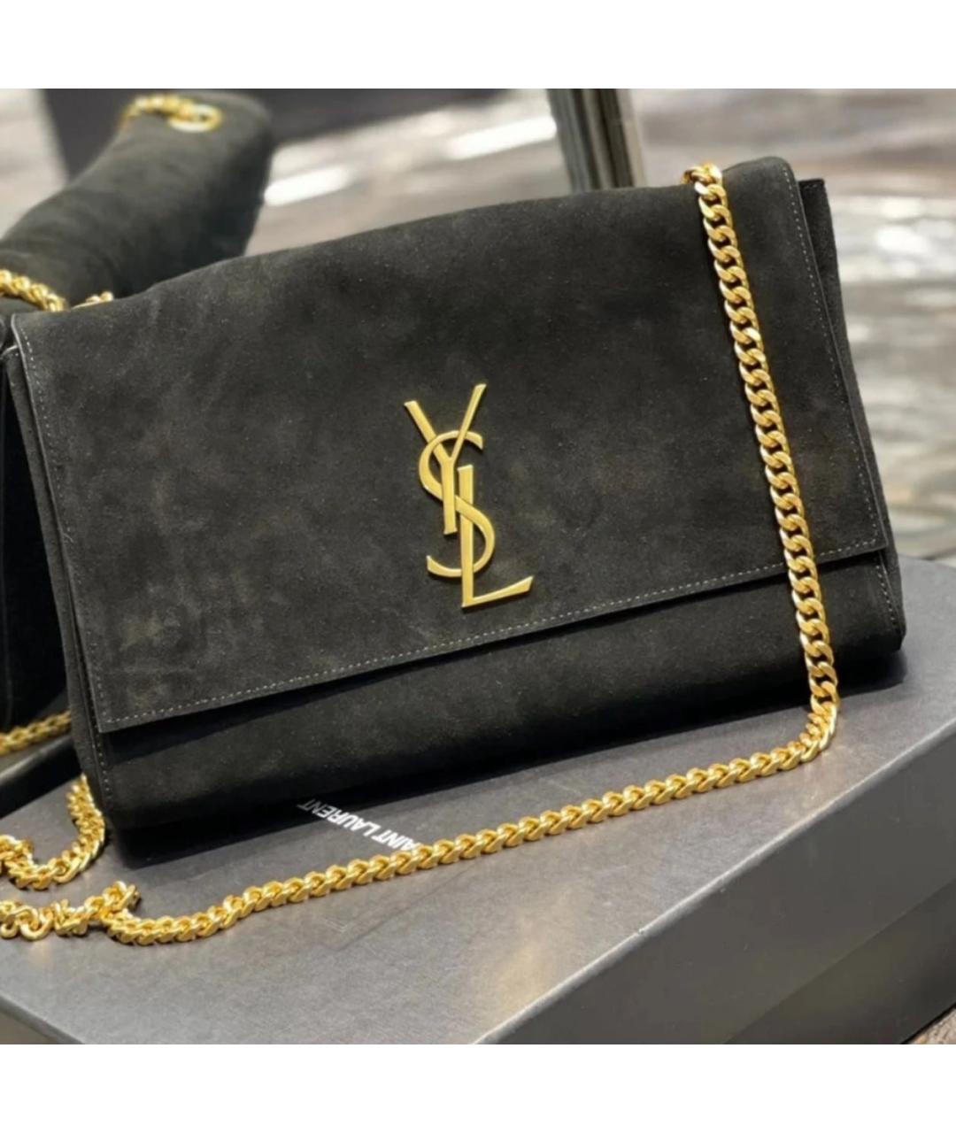 SAINT LAURENT Черная замшевая сумка через плечо, фото 6