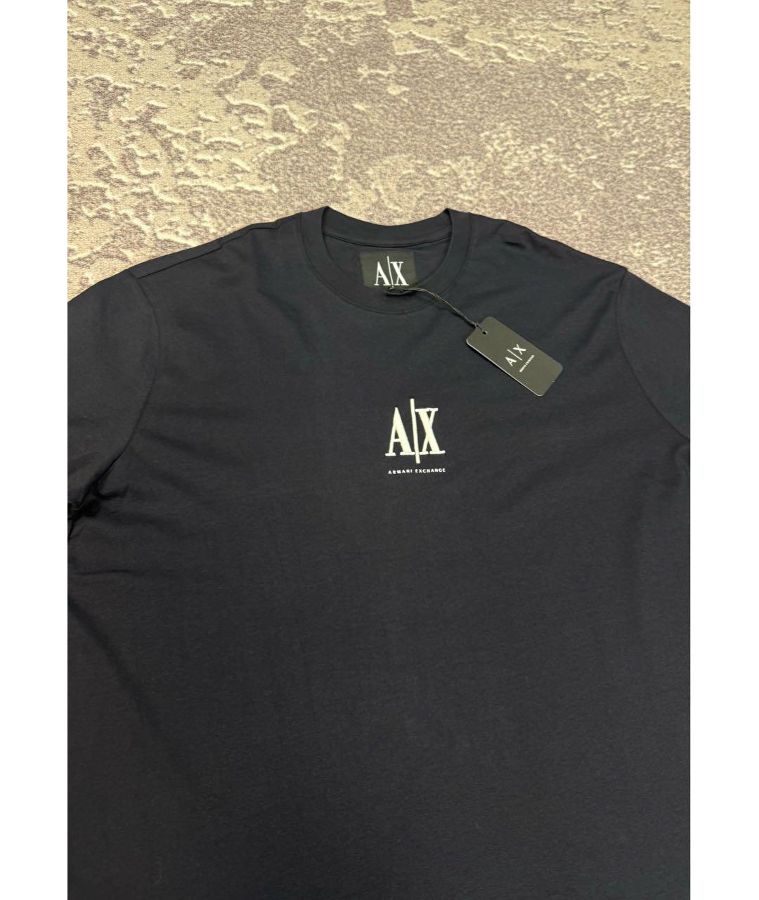 ARMANI EXCHANGE Синяя хлопковая футболка, фото 2