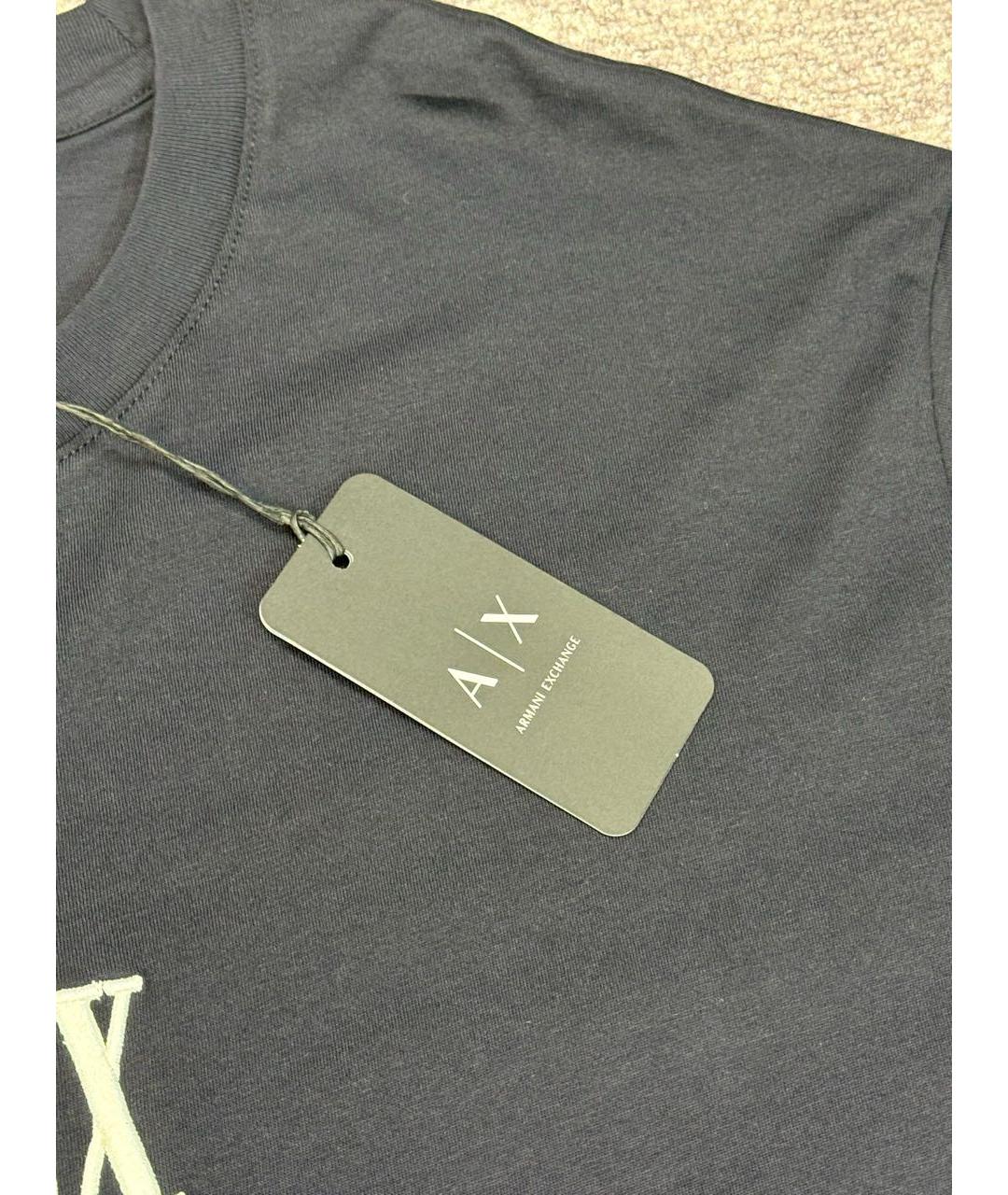 ARMANI EXCHANGE Синяя хлопковая футболка, фото 4