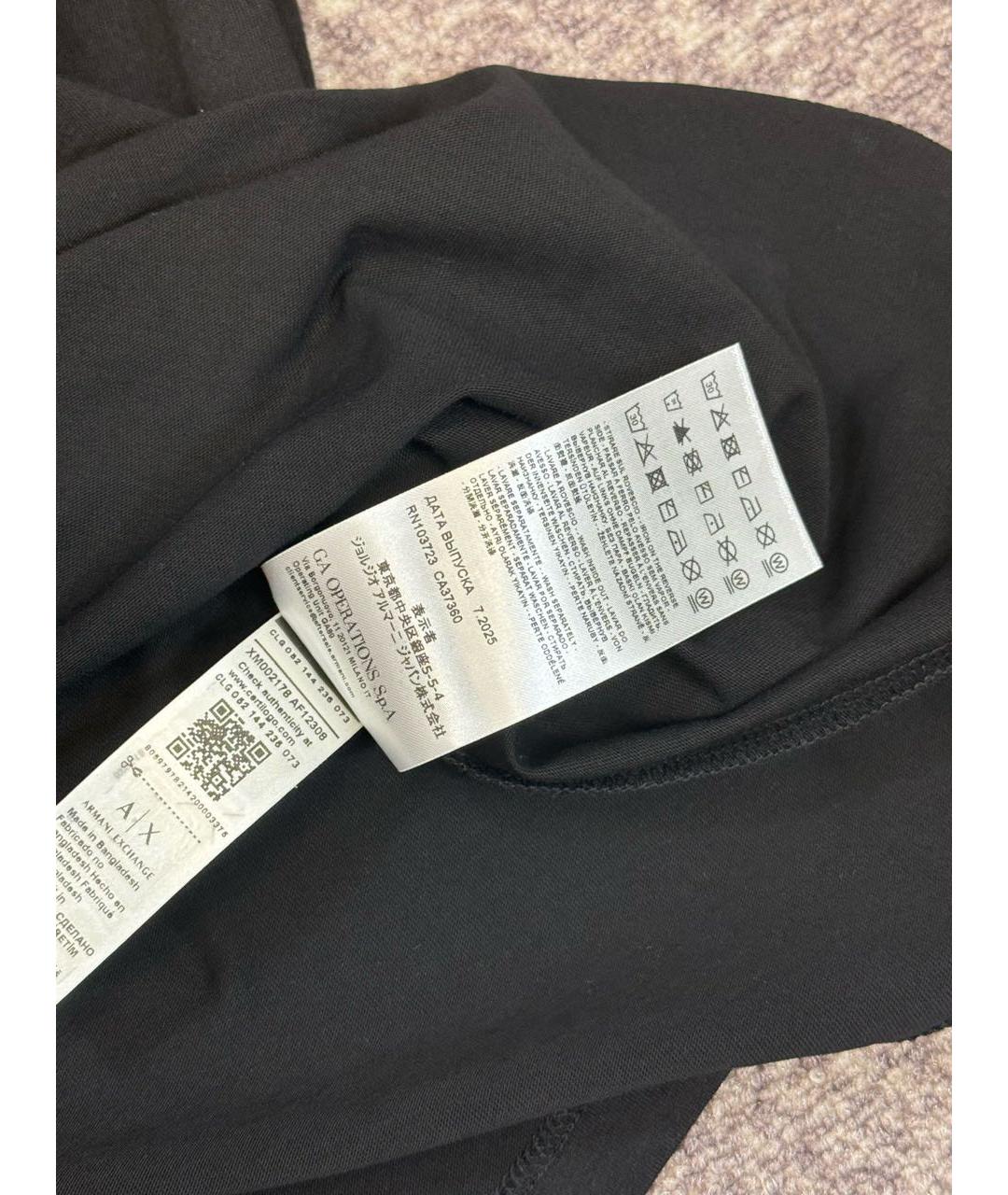 ARMANI EXCHANGE Черная хлопковая футболка, фото 6